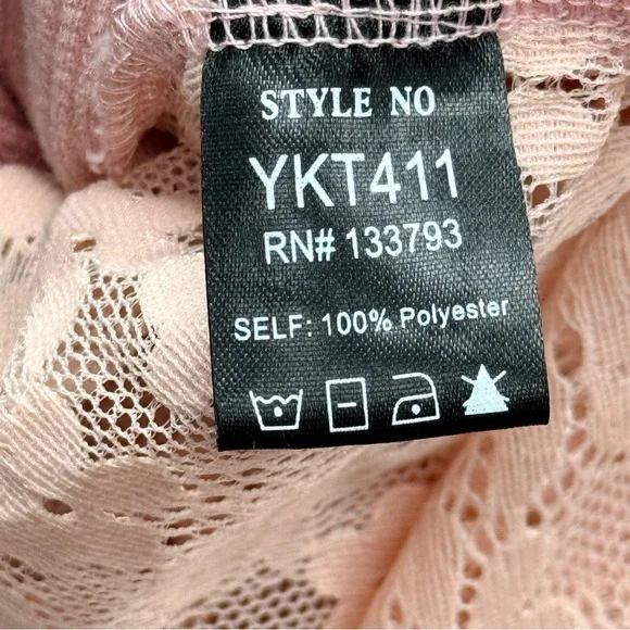 POL Patchwork Lace Dusty Pink Button Up Shirt Top Floral Oversized Boho Size S - Picture 7 of 13